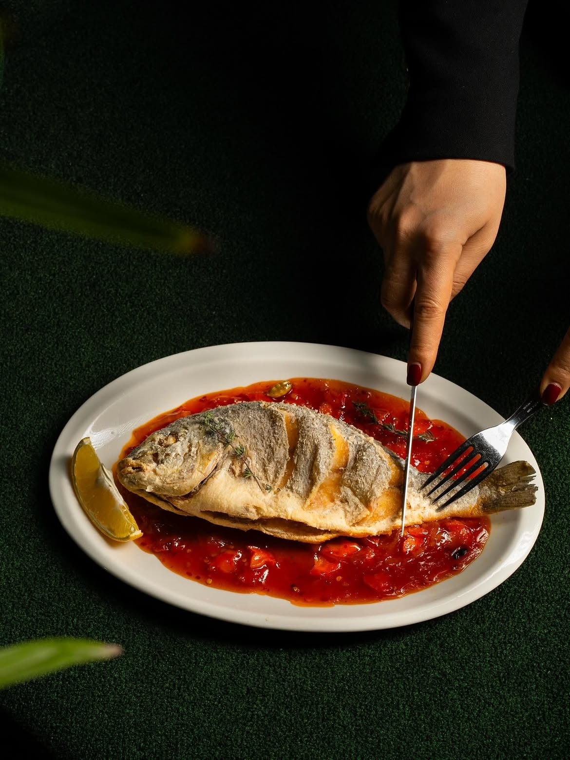Whole fish, plated